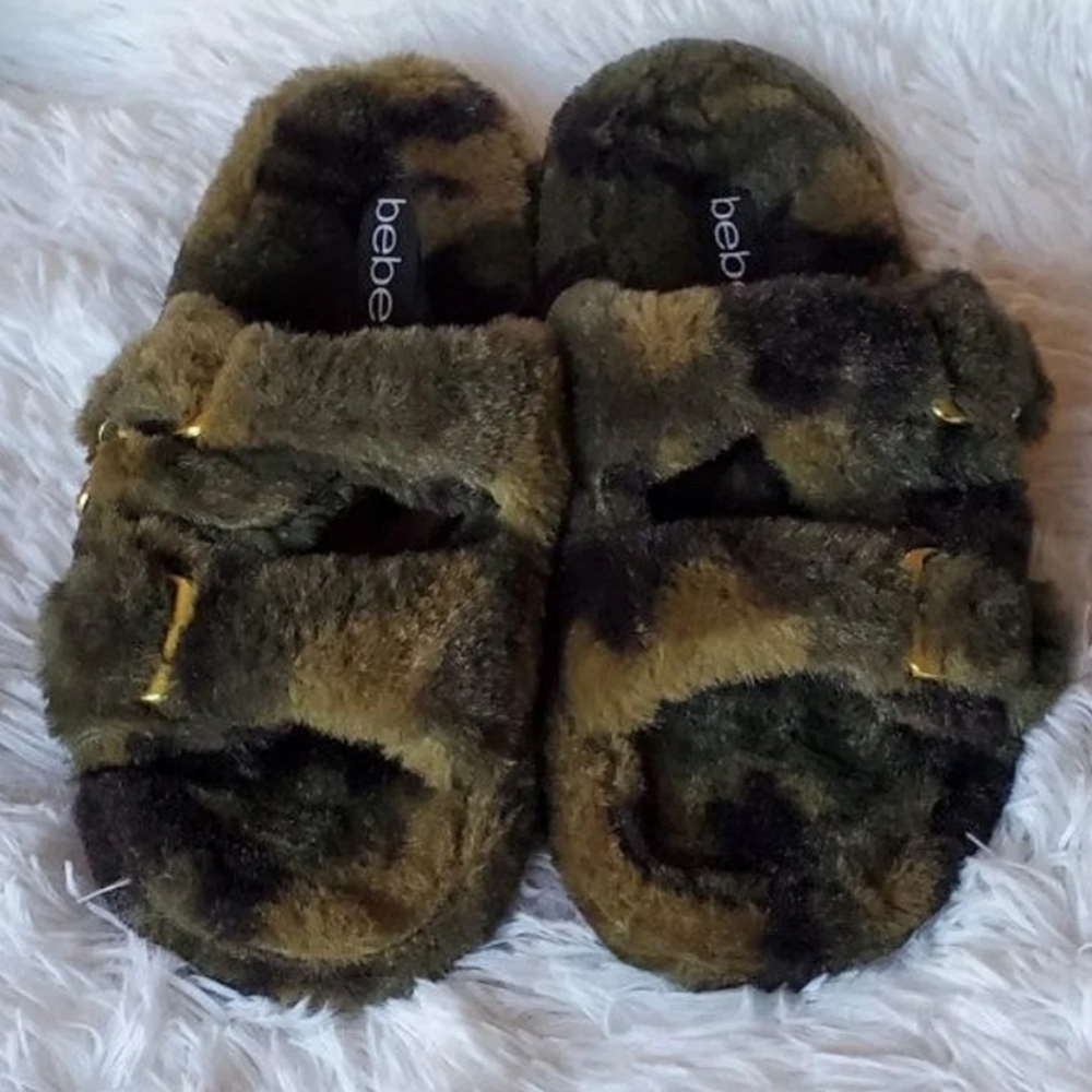 FANNY FAUX FUR CAMO SLIPPERS